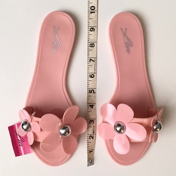 Pink daisy Flower Jelly Sandals flats slip on flip flops light barbie pink y2k - Picture 2 of 5